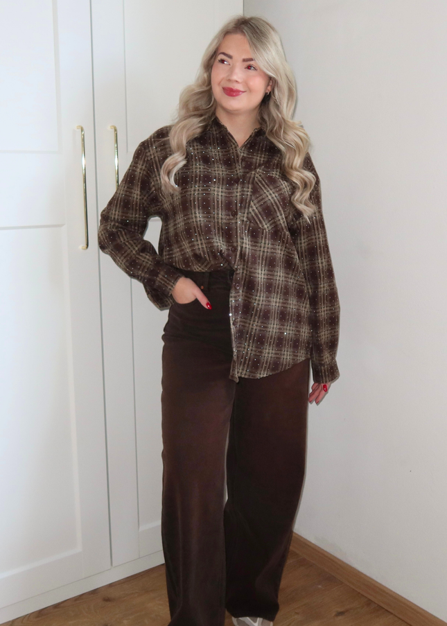 RUBY rhinestone blouse - bruin