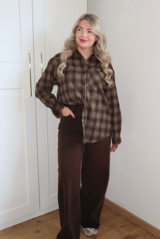 RUBY rhinestone blouse - bruin