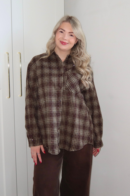 RUBY rhinestone blouse - bruin