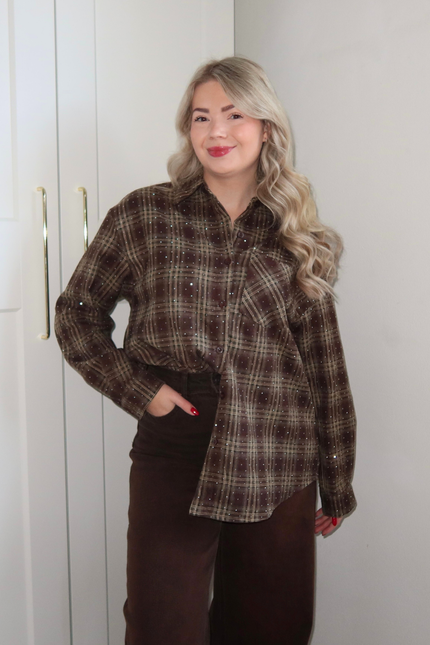 RUBY rhinestone blouse - bruin