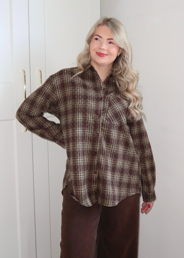 RUBY rhinestone blouse - bruin