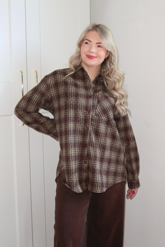 RUBY rhinestone blouse - bruin