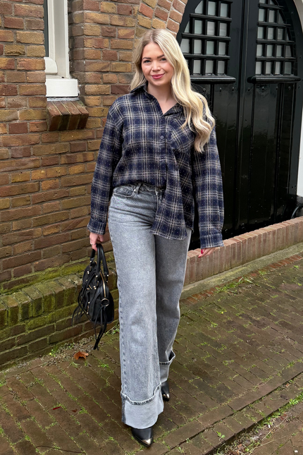 RUBY rhinestone blouse - donkerblauw