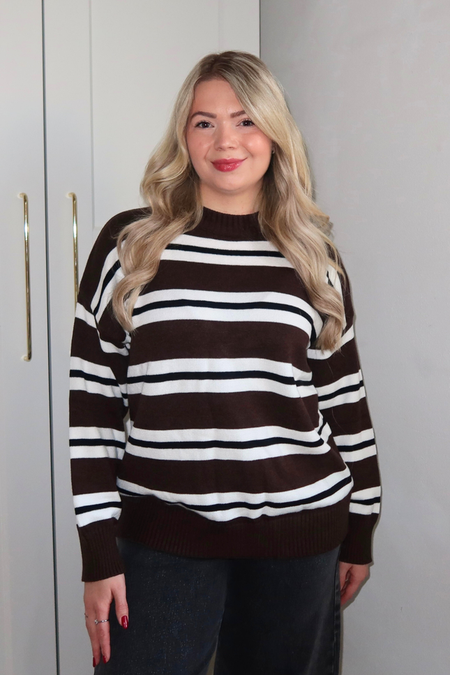 SERA trui - bruin gestreept