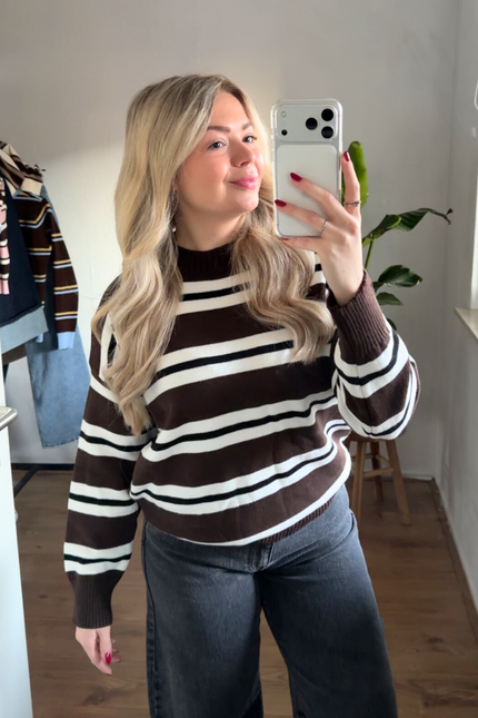 SERA trui - bruin gestreept