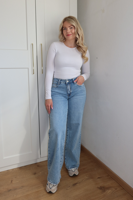 SKYE mid waist wide leg jeans - licht denim