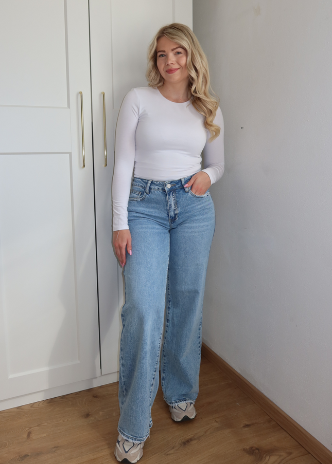 SKYE mid waist wide leg jeans - licht denim