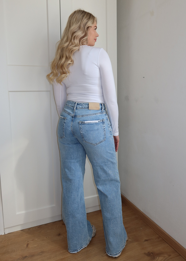 SKYE mid waist wide leg jeans - licht denim