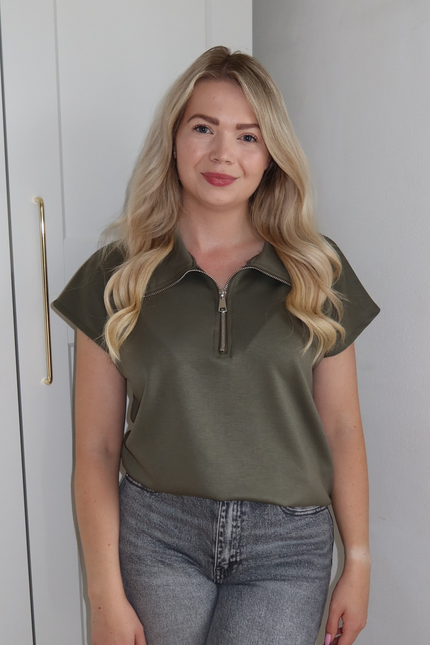 SOFIA top met rits - army groen