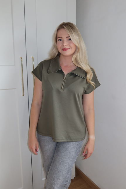 SOFIA top met rits - army groen