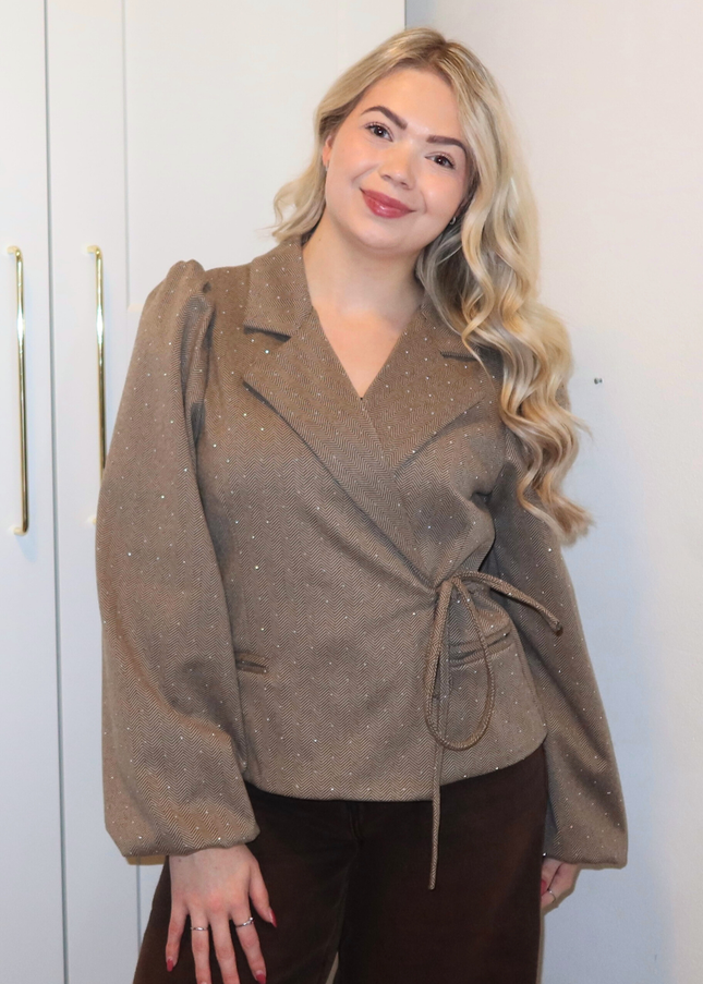 LUMI strass overslag blazer - beige